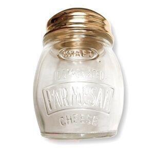 Vintage Embossed Kraft Parmesan Glass Shaker Jar